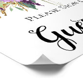 パープルアメジスト金ゴールドスパークルスゲストブックサイン ポスター (角)