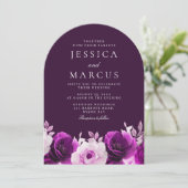 パープルアメジスト&インディゴ、薄紫アーチ結婚ーズ 招待状 (スタンド正面)