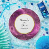 パープルアメジスト&金ゴールド抽象芸術アゲート結婚ト ペーパープレート (パーティー)