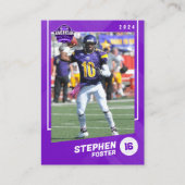 パープルアメリカンフットボール選手トレーディングカード コーリングカード (正面)