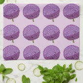 パープルアリウムフラワーフローラ引っ越し祝いパーティー キッチンタオル (折り畳み)