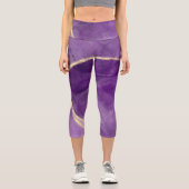 パープルアルコールインクアートと金ゴールドジムレギンス カプリレギンス (正面)