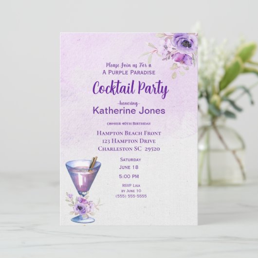 パープルアレクサンダー誕生日カクテルパーティー 招待状 (スタンド正面)