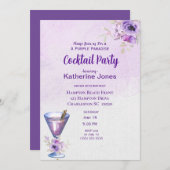 パープルアレクサンダー誕生日カクテルパーティー 招待状 (正面/裏面)