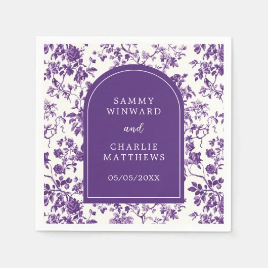 パープルアンティークチノ結婚イスリー スタンダードカクテルナプキン (正面)