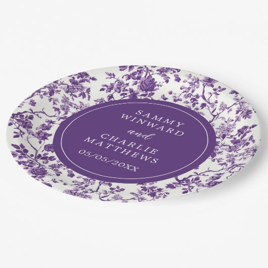 パープルアンティークチノ結婚イスリー ペーパープレート (アングル)