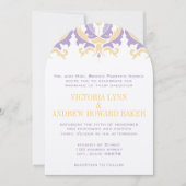 パープルアンドイエローダマスクウェディング招待状 招待状 (正面)