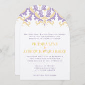 パープルアンドイエローダマスクウェディング招待状 招待状 (正面/裏面)