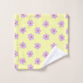 パープルアンドイエローフラワーボホスタイル バスタオルセット (ウォッシュタオル)