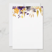 パープルアンドイエローボホシックフローラ招待状 招待状 (裏面)