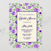 パープルアンドグリーンフローラ植物学ブライダルシャワー 招待状 (正面/裏面)