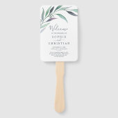 パープルアンドグリーンユーカリ結婚式 プログラムファン ハンドファン (正面)