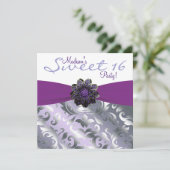 パープルアンドグレースウィート16バースデーパーティー 招待状 (スタンド正面)