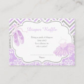 パープルアンドグレーバレリーナベビーおむつラッフル エンクロージャーカード (正面)