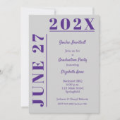 パープルアンドグレー卒業式パーティー 招待状 (正面)