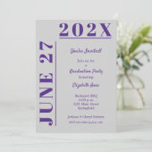 パープルアンドグレー卒業式パーティー 招待状 (スタンド正面)