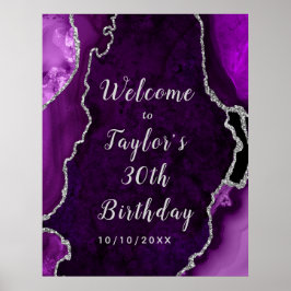 パープルアンドシルバーアガテ誕生日へようこそ ポスター