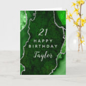 パープルアンドシルバーアゲートハッピーバースデー カード (黄色い花)