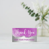 パープルアンドシルバーグリッターありがとう 名刺 (スタンド正面)