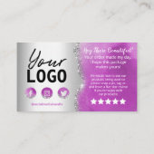 パープルアンドシルバーグリッターありがとう 名刺 (裏面)