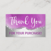 パープルアンドシルバーグリッターありがとう 名刺 (正面)