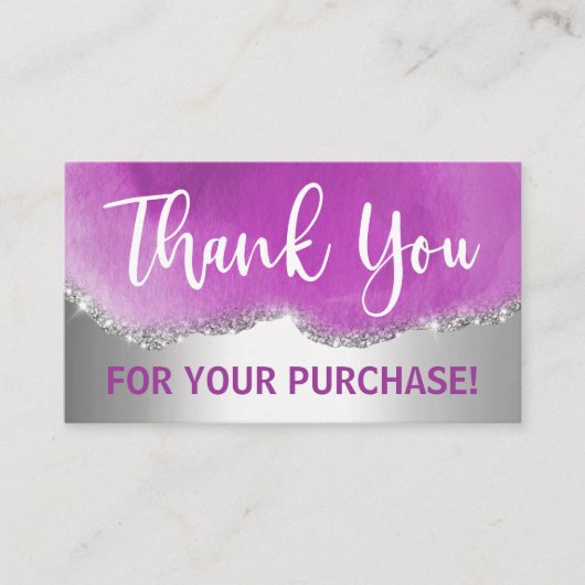 パープルアンドシルバーグリッターありがとう 名刺 (正面)