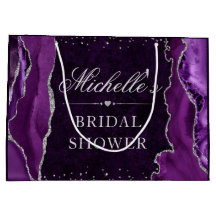 パープルアンドシルバーグリッターアゲートブライダルシャワー