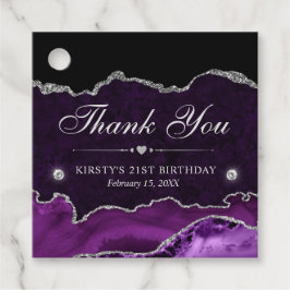 パープルアンドシルバーグリッターマーブルゲート誕生日 フェイバータグ