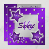 パープルアンドシルバースターズスイート16招待状 招待状 (正面/裏面)