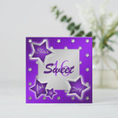 パープルアンドシルバースターズスイート16招待状 招待状 (スタンド正面)
