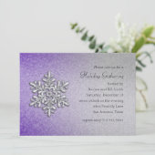 パープルアンドシルバースノーフレークホリデーパーティー 招待状 (スタンド正面)