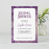 パープルアンドシルバーダマスクホワイトブライダルシャワー 招待状 (スタンド正面)