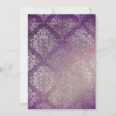 パープルアンドシルバーダマスクホワイトブライダルシャワー 招待状 (裏面)
