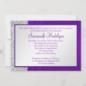 パープルアンドシルバーフォトキンセアニェラ招待状 招待状 (裏面)