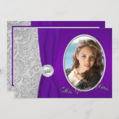 パープルアンドシルバーフォトキンセアニェラ招待状 招待状 (正面/裏面)
