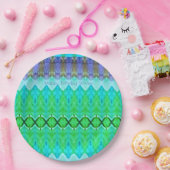 パープルアンドターコイズ紙誕生日プレート ペーパープレート (パーティー)