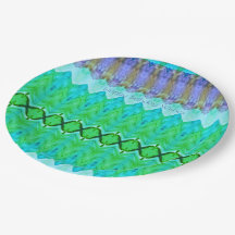 パープルアンドターコイズ紙誕生日プレート