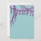 パープルアンドティール（緑がかった色）ビーズ結婚式招待状 招待状 (裏面)