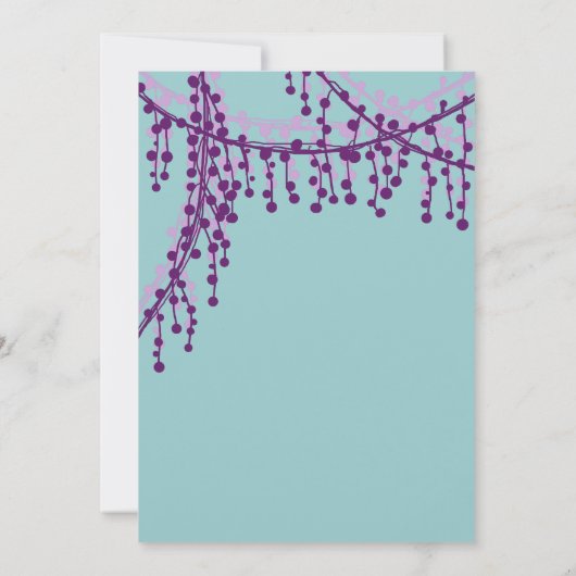 パープルアンドティール（緑がかった色）ビーズ結婚式招待状 招待状 (裏面)