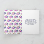 パープルアンドネイビーブルーフローラカボチャ誕生日 カード (内部)