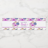 パープルアンドネイビーブルーフローラカボチャ誕生日 ペットボトルラベル (シングルラベル)