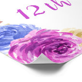 パープルアンドネイビーブルーフローラカボチャ誕生日 ポスター (角)