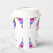 パープルアンドネイビーブルーフローラカボチャ誕生日 紙コップ (左)