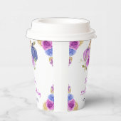 パープルアンドネイビーブルーフローラカボチャ誕生日 紙コップ (右)