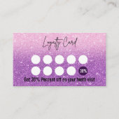 パープルアンドパステルピンクグリッターラッシュテグラデーションック ロイヤリティカード (正面)