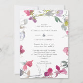パープルアンドピンクスイートピー結婚式招待状 招待状 (正面)