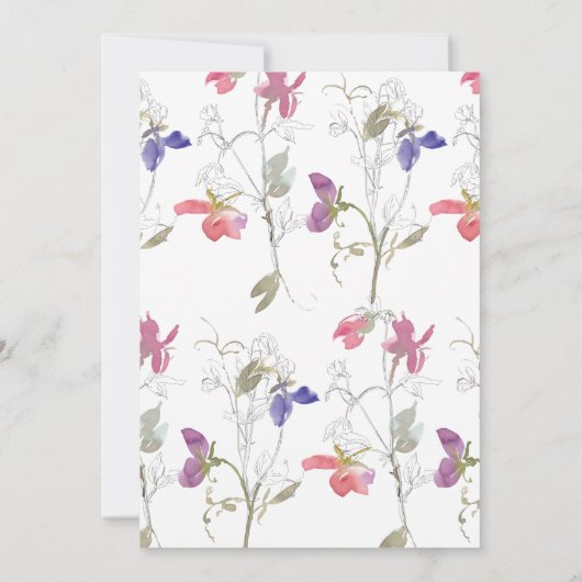 パープルアンドピンクスイートピー結婚式招待状 招待状 (裏面)