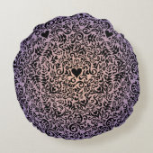 パープルアンドピーチダマスクモノグラム ラウンドクッション (裏面)