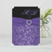 パープルアンドブラックダマスクモノグラムの招待状 招待状 (スタンド正面)