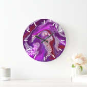 パープルアンドブルゴーニュ抽象芸術アート ラージ壁時計 (ホーム)